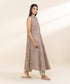 Women's Unstitched Dobby Beige Printed 3 Piece Suit